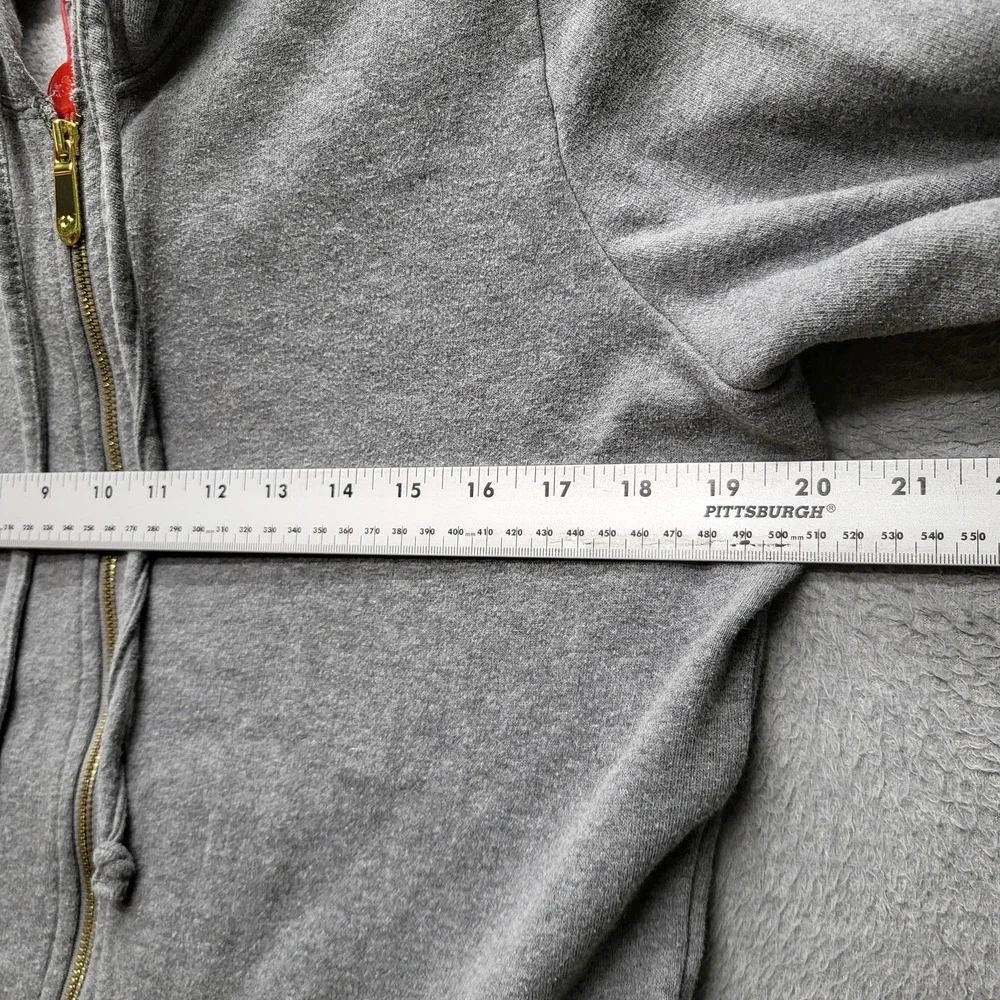 True Religion Women Hoodie M Gray Stud‎ Design Zipper Studded Rhinestones